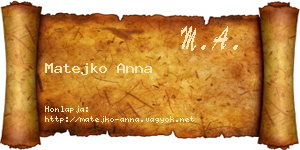 Matejko Anna névjegykártya